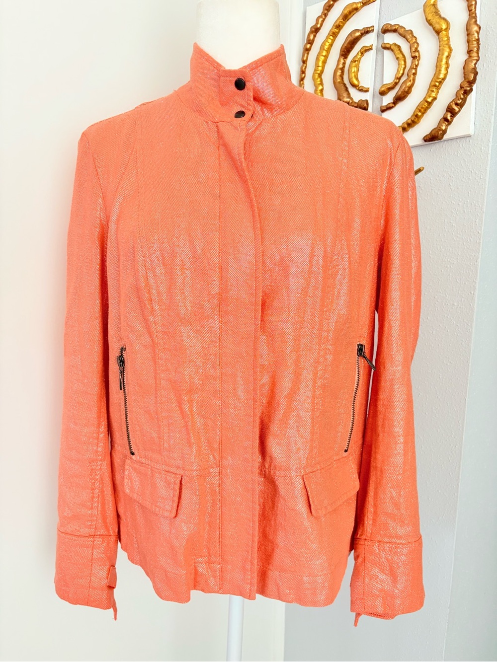 Multiples Coral Metallic Utility Jacket